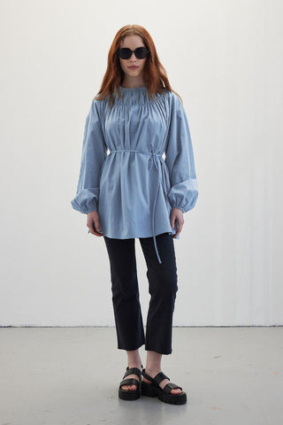 Shirred Collar Tunic Blue