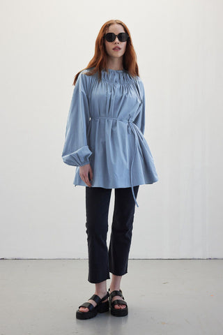 Shirred Collar Tunic Blue