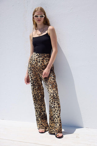 Viscose Patterned Trousers Leopard