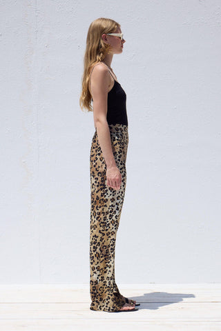 Viscose Patterned Trousers Leopard