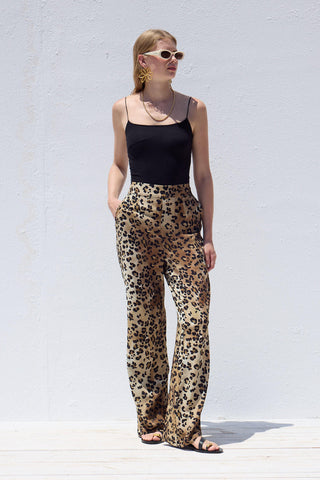 Viscose Patterned Trousers Leopard