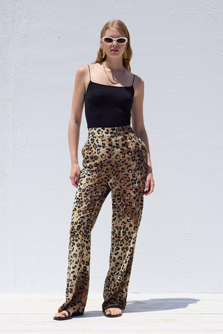 Viscose Patterned Trousers Leopard