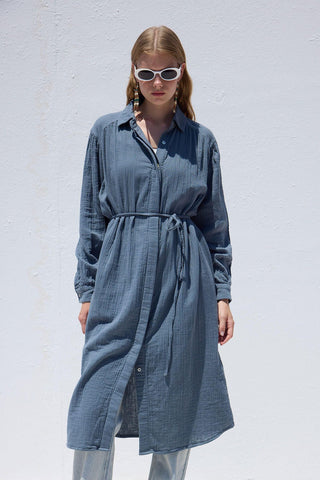 Long Muslin Tunic Indigo