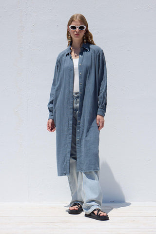 Long Muslin Tunic Indigo