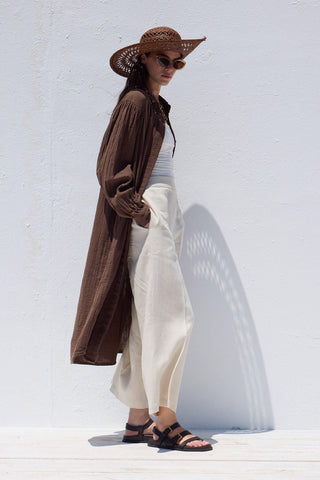 Long Muslin Tunic Brown