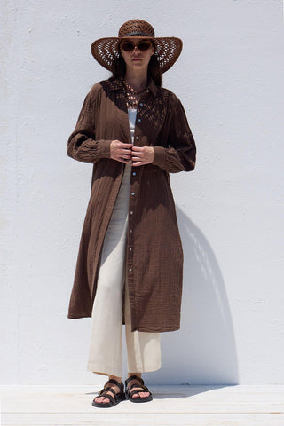 Long Muslin Tunic Brown