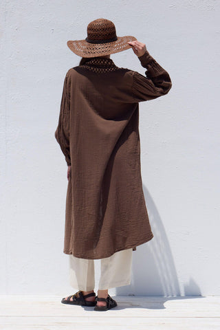 Long Muslin Tunic Brown