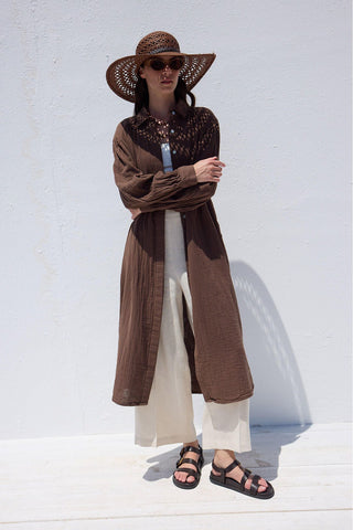 Long Muslin Tunic Brown