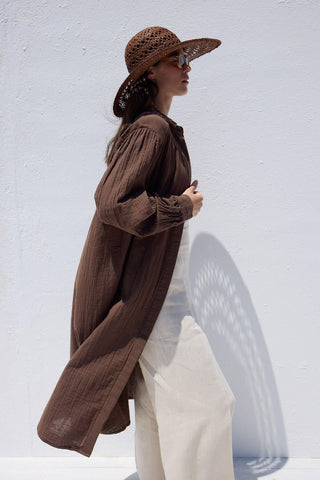 Long Muslin Tunic Brown