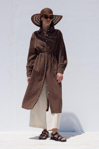 Long Muslin Tunic Brown