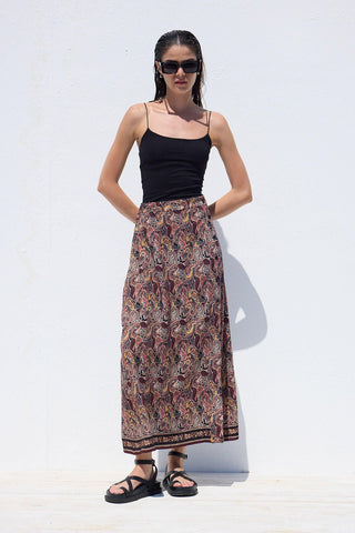 Patterned Wrap Viscose Skirt Ethnic