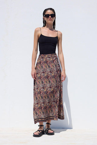 Patterned Wrap Viscose Skirt Ethnic