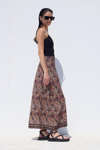 Patterned Wrap Viscose Skirt Ethnic