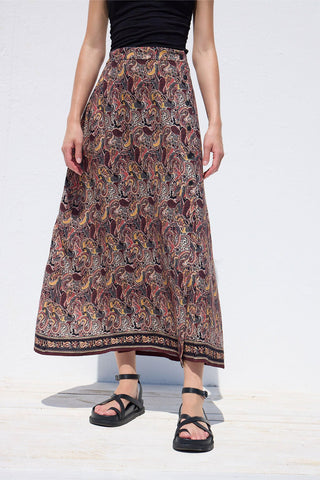 Patterned Wrap Viscose Skirt Ethnic