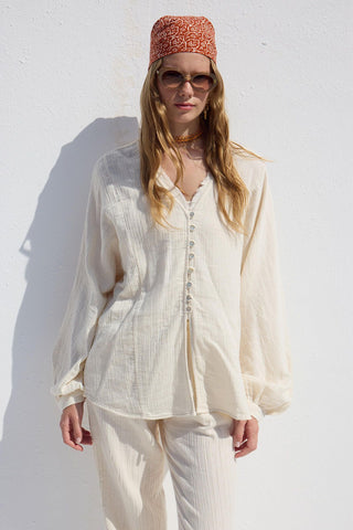 Button Up Muslin Shirt Ecru