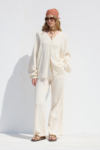 Button Up Muslin Shirt Ecru