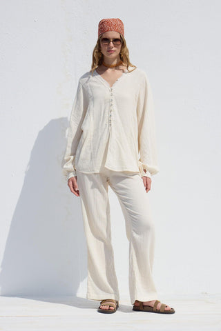 Button Up Muslin Shirt Ecru