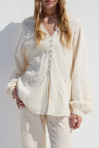 Button Up Muslin Shirt Ecru