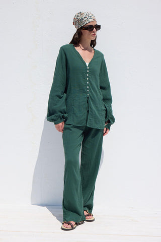 Muslin Relaxed Pants Emerald