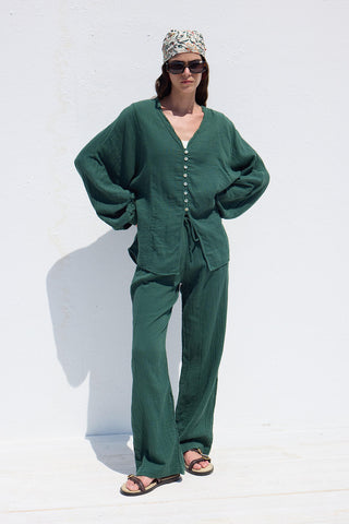 Muslin Relaxed Pants Emerald