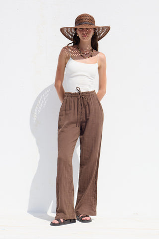 Muslin Rahat Pantolon Kahverengi