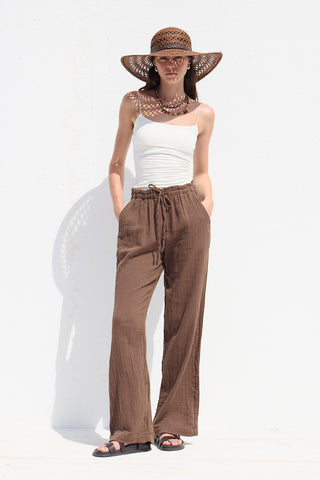 Muslin Rahat Pantolon Kahverengi