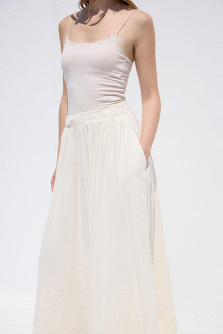 Wide Cut Muslin Skirt Ecru