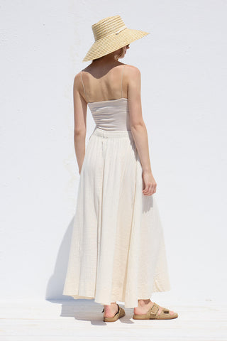 Geniş Kesim Muslin Etek Ekru