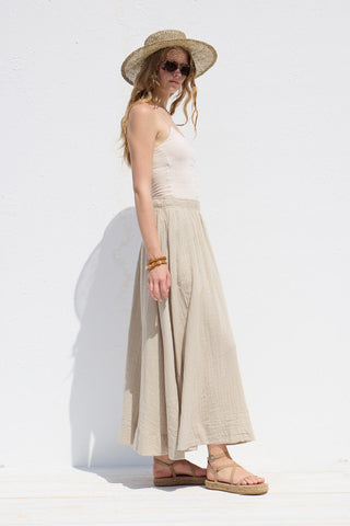 Wide Cut Muslin Skirt Sand