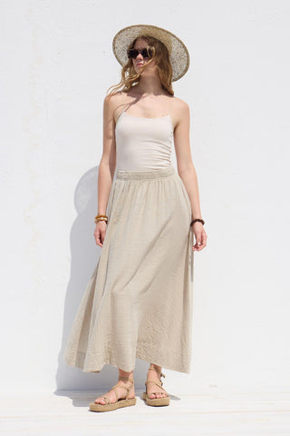 Wide Cut Muslin Skirt Sand