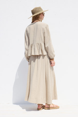 Wide Cut Muslin Skirt Sand