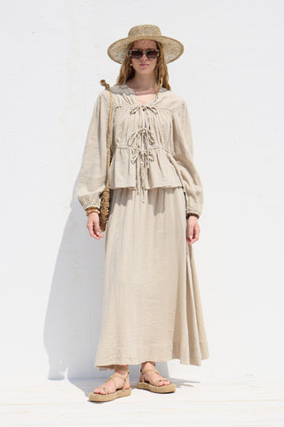 Wide Cut Muslin Skirt Sand