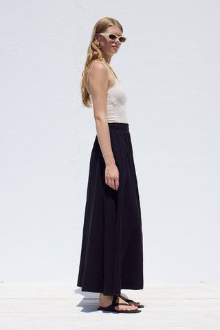 Wide Cut Muslin Skirt Black