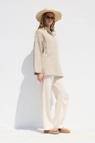 Wide Sleeve Muslin Shirt Sand