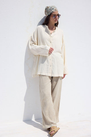 Wide Sleeve Muslin Shirt Ecru