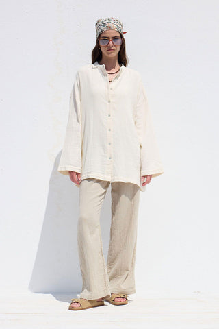 Wide Sleeve Muslin Shirt Ecru