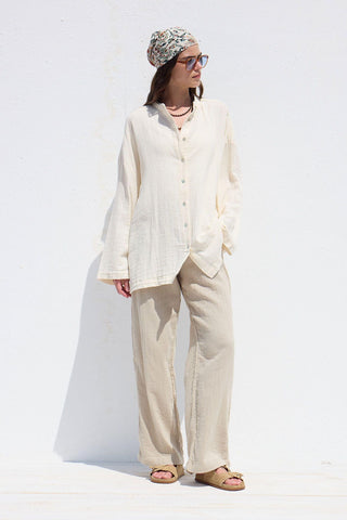 Wide Sleeve Muslin Shirt Ecru