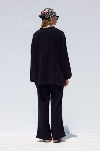 Wide Sleeve Muslin Shirt Black