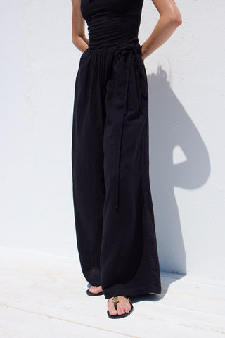 Muslin Wrap Trousers Black