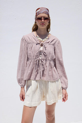 Tie-Detail Muslin Blouse Lilac