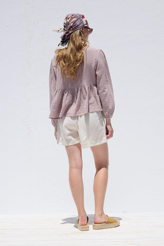 Tie-Detail Muslin Blouse Lilac