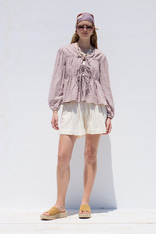 Tie-Detail Muslin Blouse Lilac