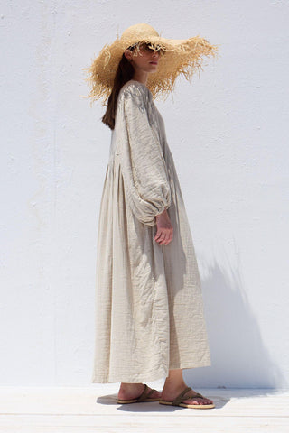 Pleated Muslin Dress Sand