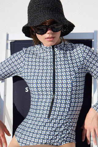 Swimsuit With Front Zip Geometric