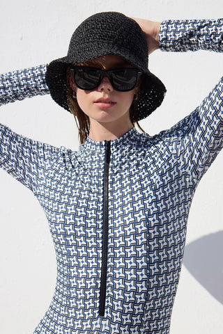 Swimsuit With Front Zip Geometric