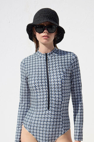 Swimsuit With Front Zip Geometric