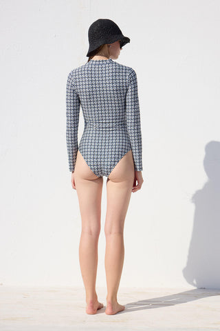 Swimsuit With Front Zip Geometric