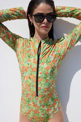 Swimsuit With Front Zip Peach