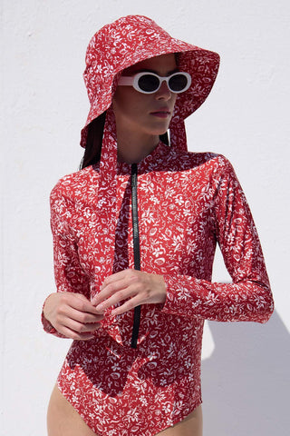 Swimsuit With Front Zip Red Shell