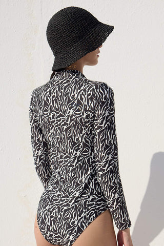 Swimsuit With Front Zip Zebra